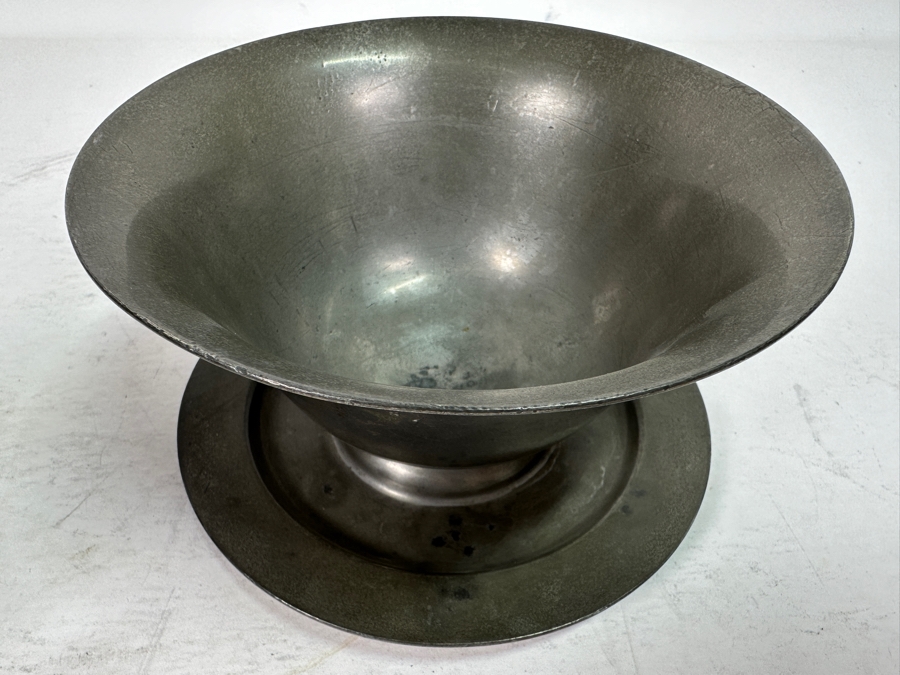 Vintage Pewter Italian Plate, Old English Pewter Pitcher & Colonial Pewter Burbank Calif. Bowl With Attached Underplate [Photo 9]