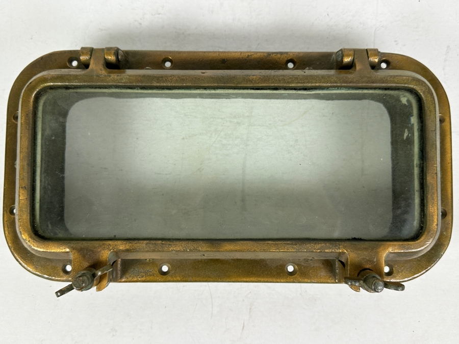 Vintage Nautical Copper Ship's Porthole Rectangular Window 14.5W X 7.5H X 4D [Photo 2]