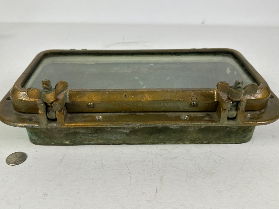 Vintage Nautical Copper Ship's Porthole Rectangular Window 14.5W X 7.5H X 4D [Photo 3]