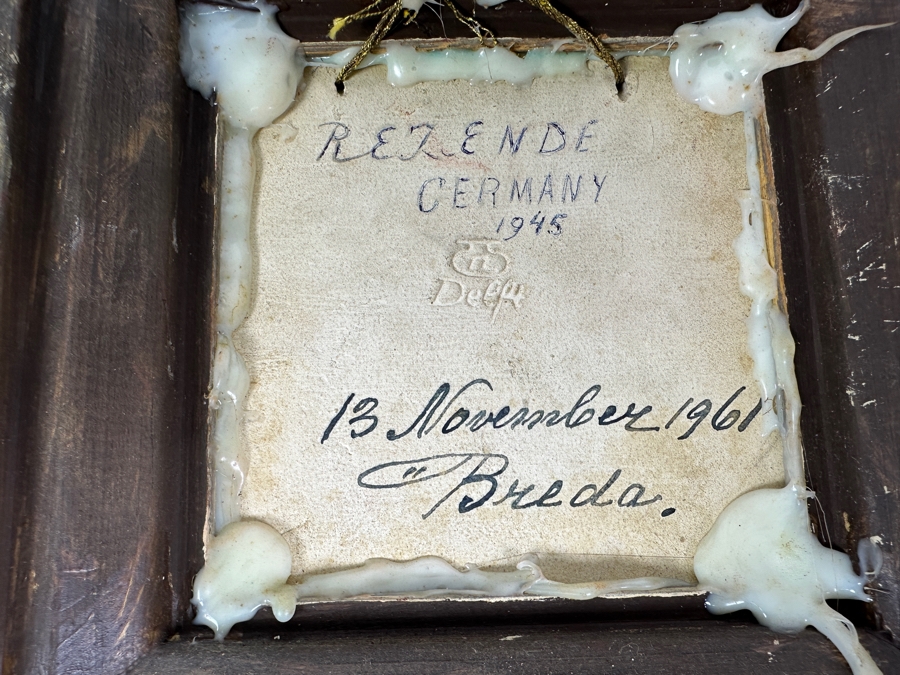 Vintage Royal Delft Nederland Hand Painted Tile 4.5 X 4.5 Framed [Photo 5]