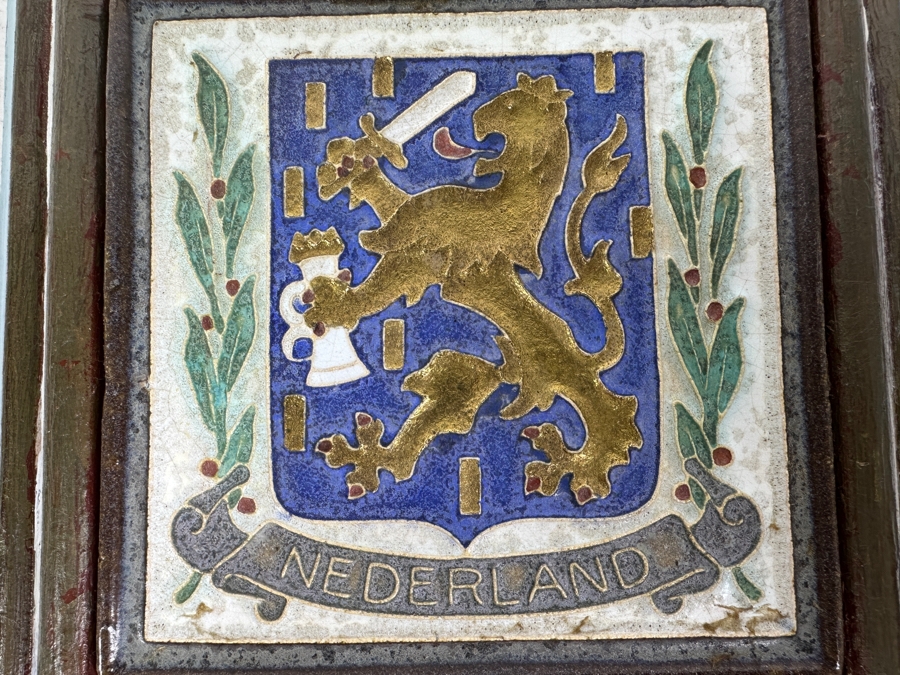 Vintage Royal Delft Nederland Hand Painted Tile 4.5 X 4.5 Framed [Photo 3]