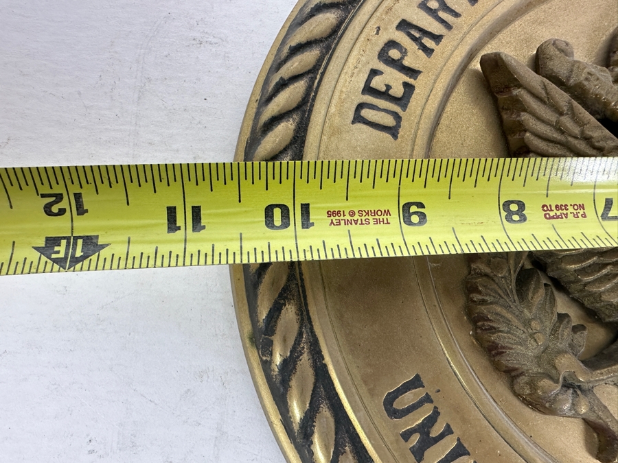 Vintage Solid Brass Department Of The Army United States Of America Round Wall Plaque 10.5W [Photo 8]