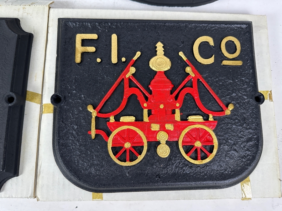 Set Of Four Authentic Reproduction Cast Iron Fire Signs With Original Boxes 11.5' X 9.75' [Photo 7]