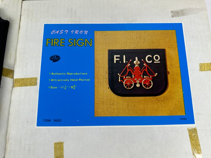 Set Of Four Authentic Reproduction Cast Iron Fire Signs With Original Boxes 11.5' X 9.75' [Photo 8]