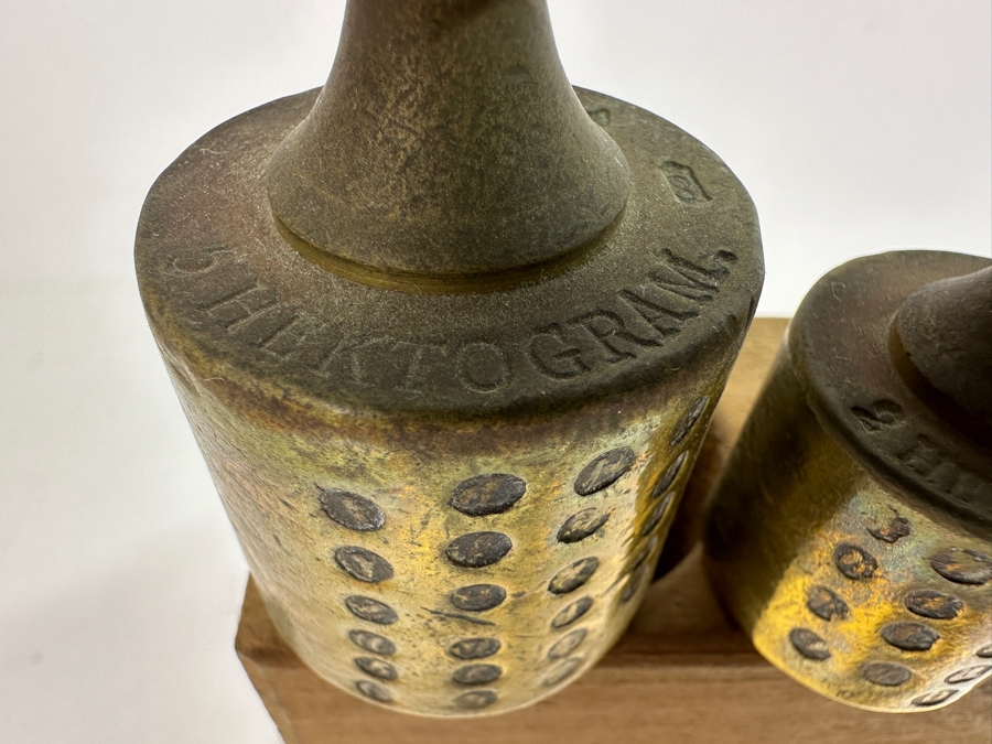 Antique Cast Iron Balance Scale K. K. 20'W With Set Of Antique Brass Weights And Cast Iron Weights [Photo 8]