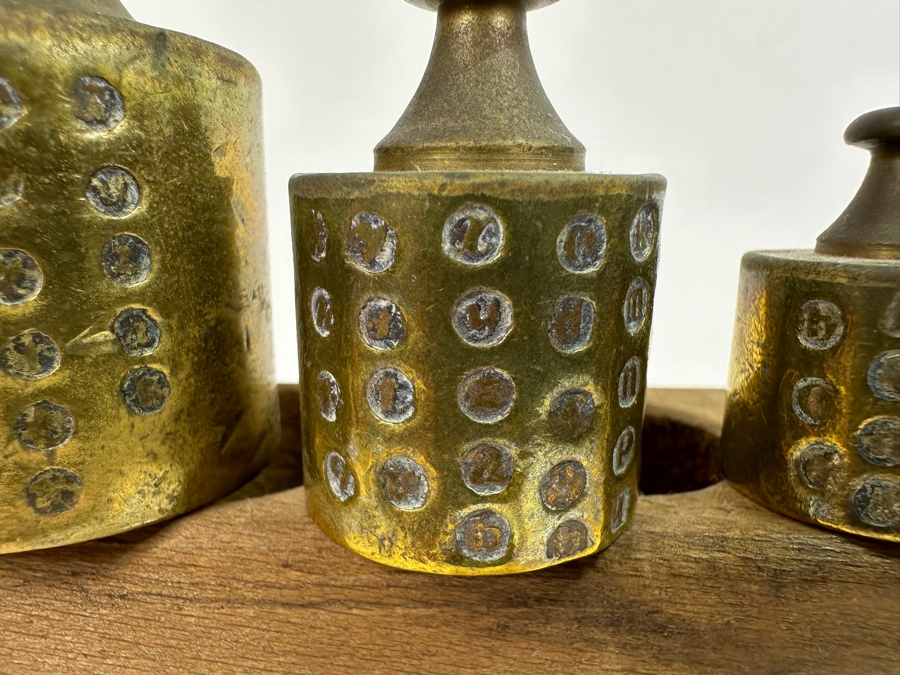 Antique Cast Iron Balance Scale K. K. 20'W With Set Of Antique Brass Weights And Cast Iron Weights [Photo 10]