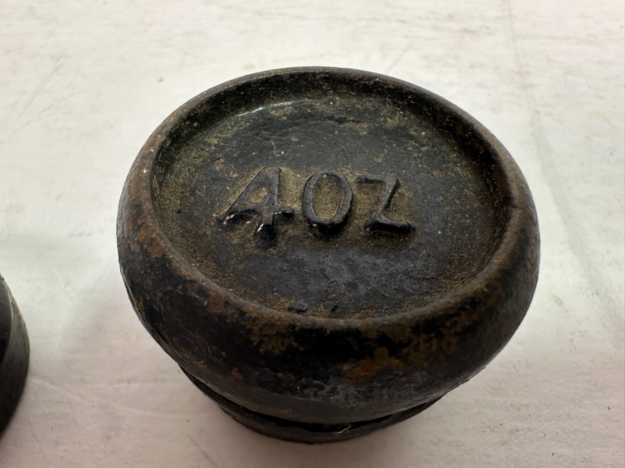 Antique Cast Iron Balance Scale K. K. 20'W With Set Of Antique Brass Weights And Cast Iron Weights [Photo 18]