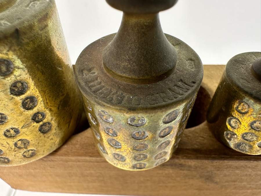 Antique Cast Iron Balance Scale K. K. 20'W With Set Of Antique Brass Weights And Cast Iron Weights [Photo 11]