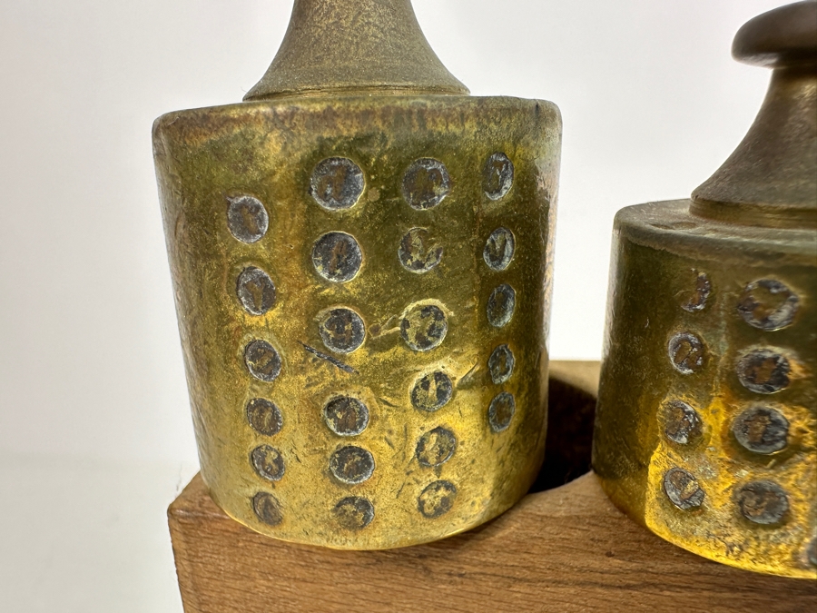 Antique Cast Iron Balance Scale K. K. 20'W With Set Of Antique Brass Weights And Cast Iron Weights [Photo 9]