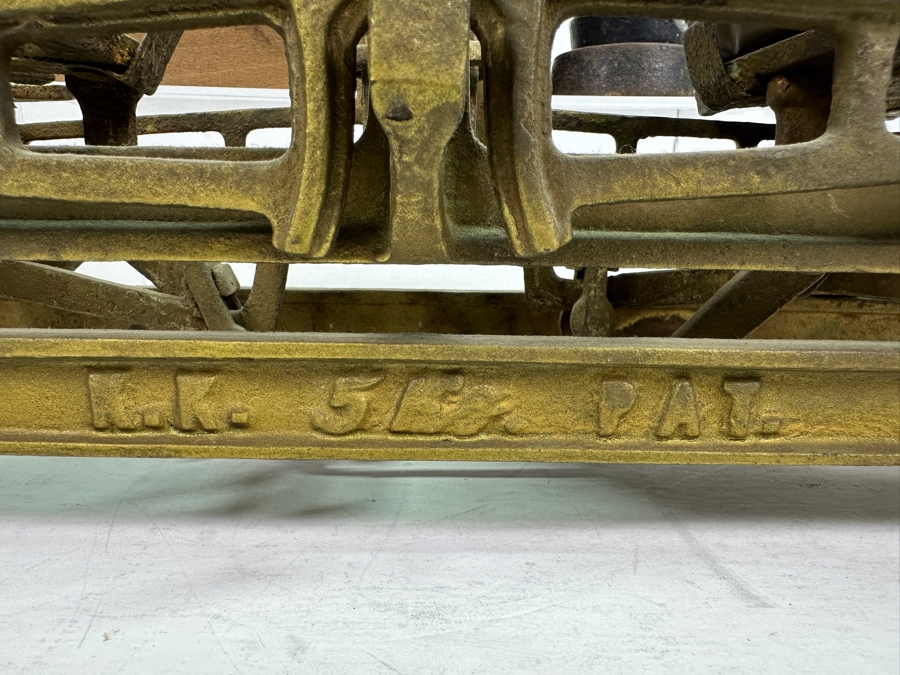 Antique Cast Iron Balance Scale K. K. 20'W With Set Of Antique Brass Weights And Cast Iron Weights [Photo 4]