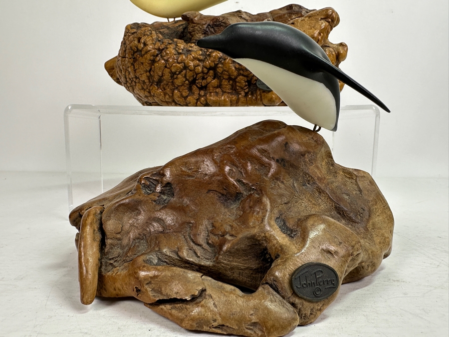 Pair Of John Perry Marine Life Plastic Sculptures On Burled Walnut Bases 8.5W & 11W [Photo 6]
