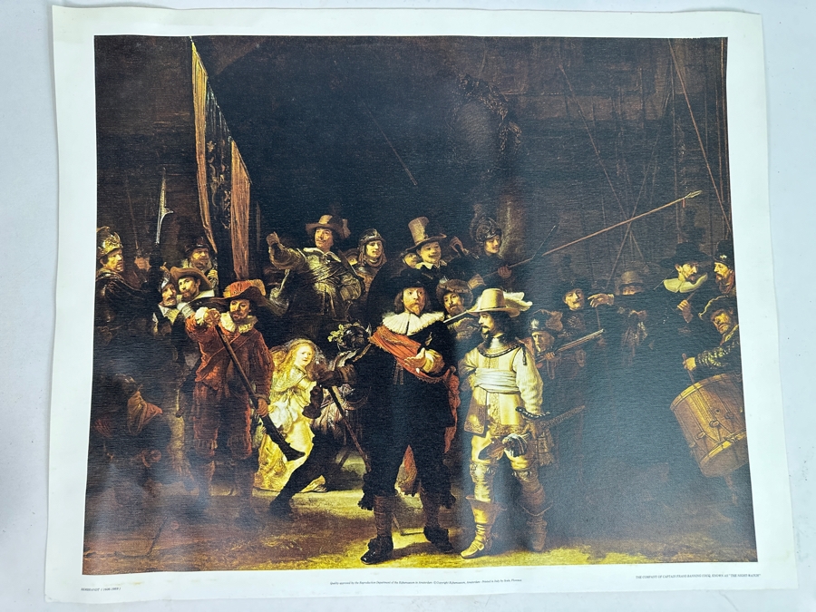 Rembrandt Canvas Print Titled 'The Night Watch' From The Reproduction Dept Of The Rijksmuseum In Amsterdam Print In Italy By Scala, Florence 28 X 23 [Photo 2]