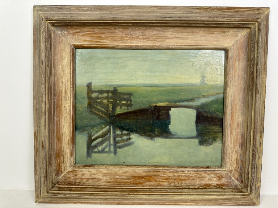 Original Impressionist Artwork On Board Possible Amsterdam Canal / Bridge Scene 11 X 9 Framed 17 X 15 [Photo 2]