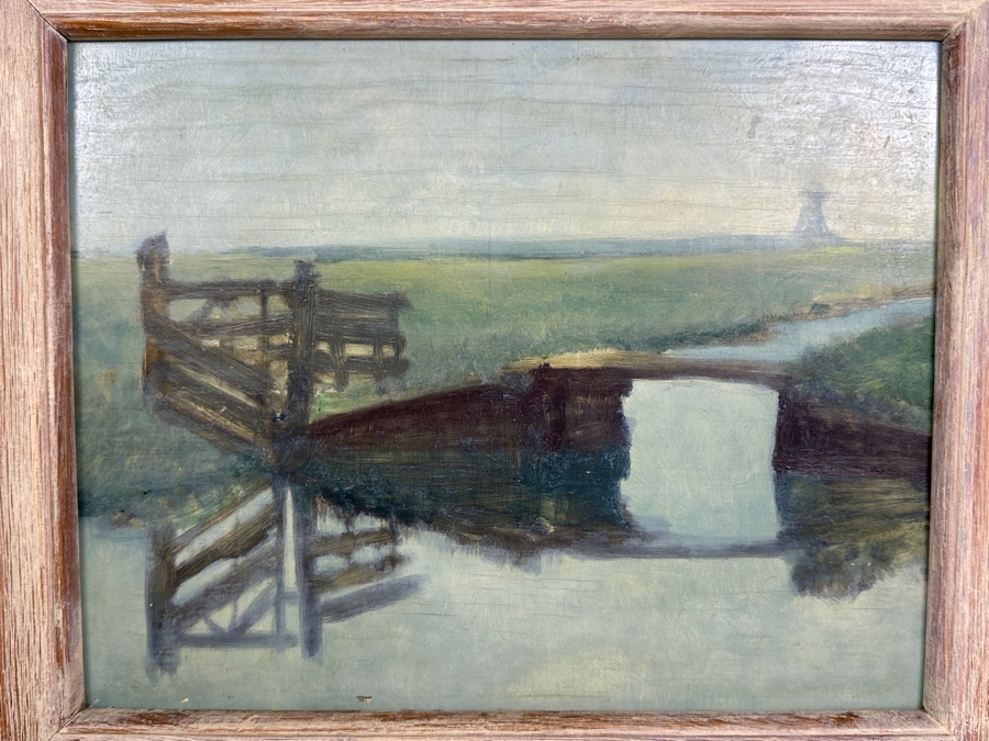 Original Impressionist Artwork On Board Possible Amsterdam Canal / Bridge Scene 11 X 9 Framed 17 X 15 [Photo 3]