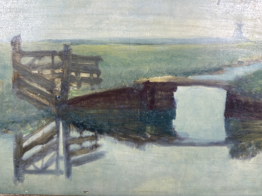 Original Impressionist Artwork On Board Possible Amsterdam Canal / Bridge Scene 11 X 9 Framed 17 X 15 [Photo 4]