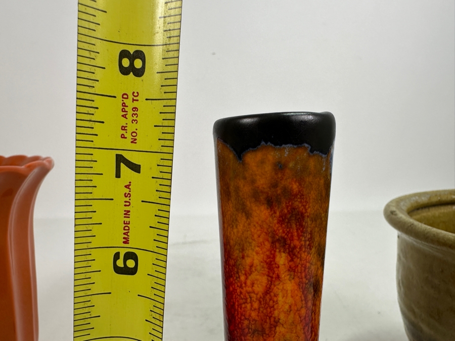 Mid-Century Pottery Lot: Maurice Ceramics Pot, Bud Vase & Glazed Pot With Attached Underplate 7'H [Photo 13]