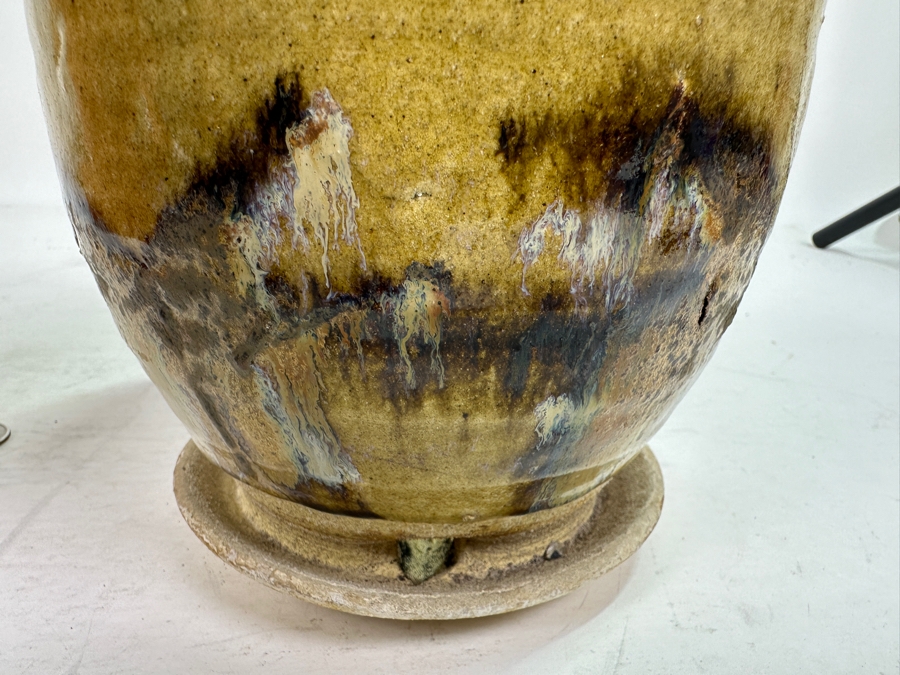 Mid-Century Pottery Lot: Maurice Ceramics Pot, Bud Vase & Glazed Pot With Attached Underplate 7'H [Photo 11]