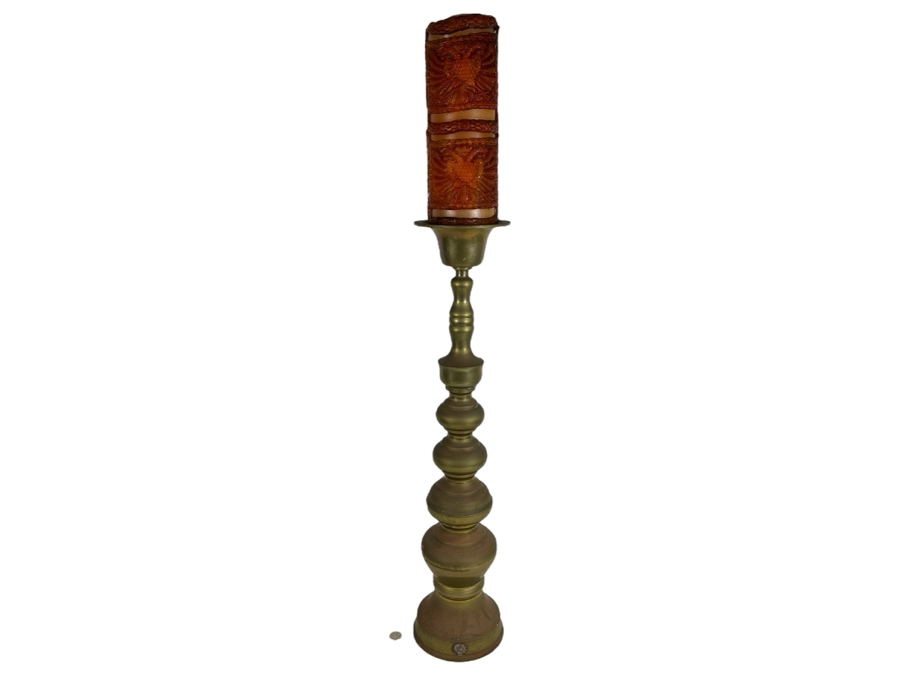 Large Japanese Freestanding Floor Candle Holder Signed With Candle 29.5'H [Photo 1]