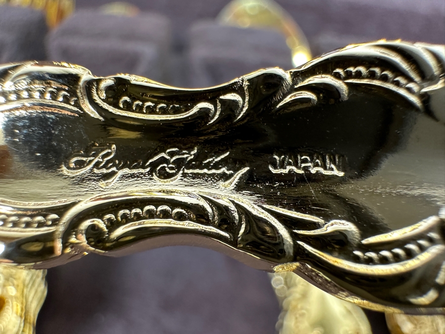 Vintage Gold Plated Royal Gallery Flatware Set With Wooden Case 18W X 12D X 7H Approximate Service For 6 [Photo 10]