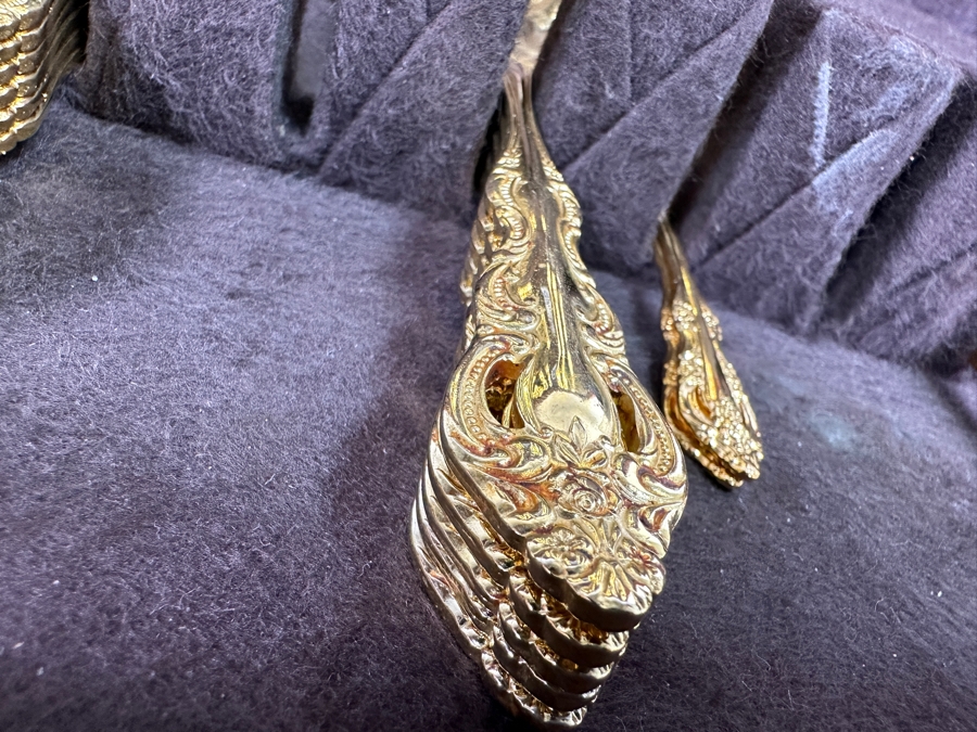 Vintage Gold Plated Royal Gallery Flatware Set With Wooden Case 18W X 12D X 7H Approximate Service For 6 [Photo 7]