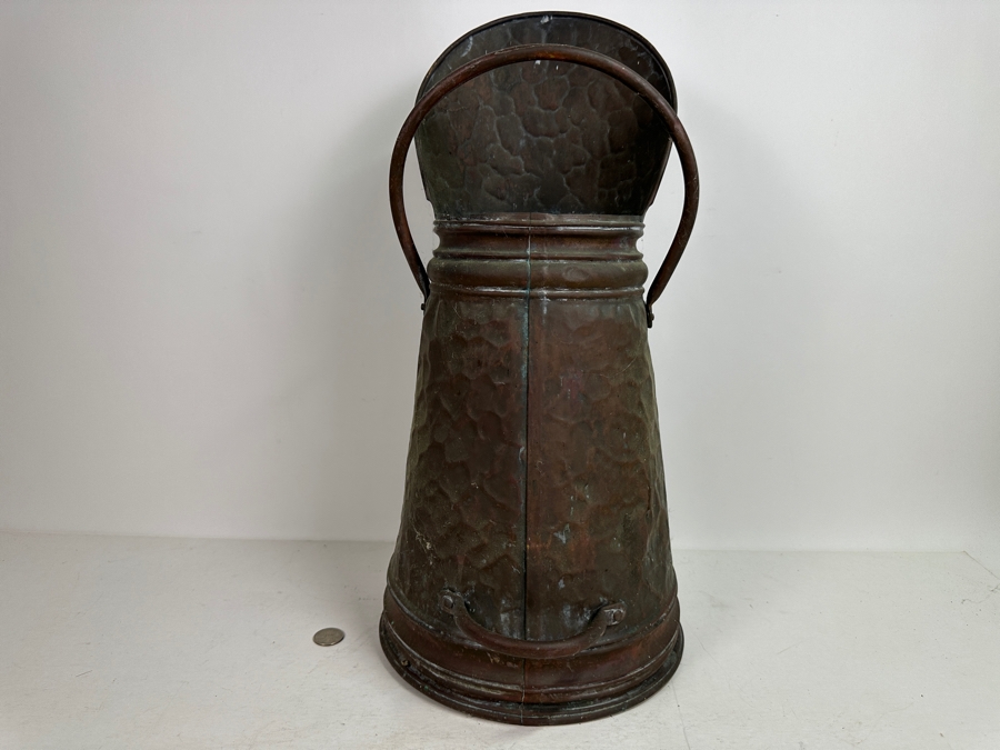 Vintage Repousse Copper Coal Scuttle Umbrella Stand 19.5H [Photo 5]