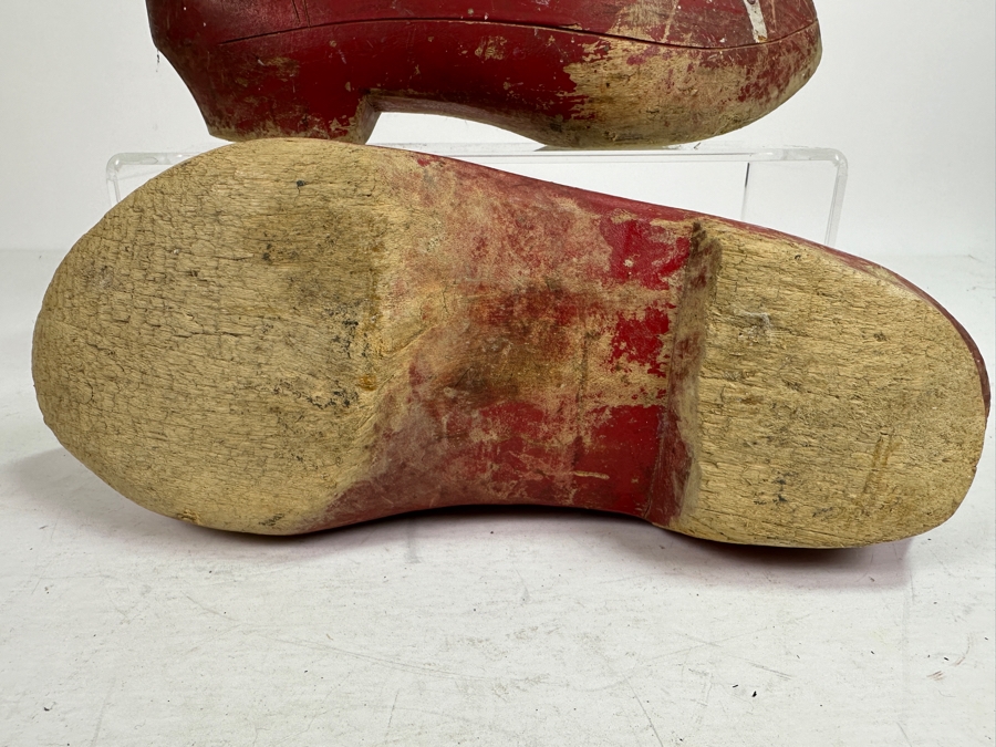 Vintage Dutch Wooden Shoes Painted Red 12L [Photo 5]