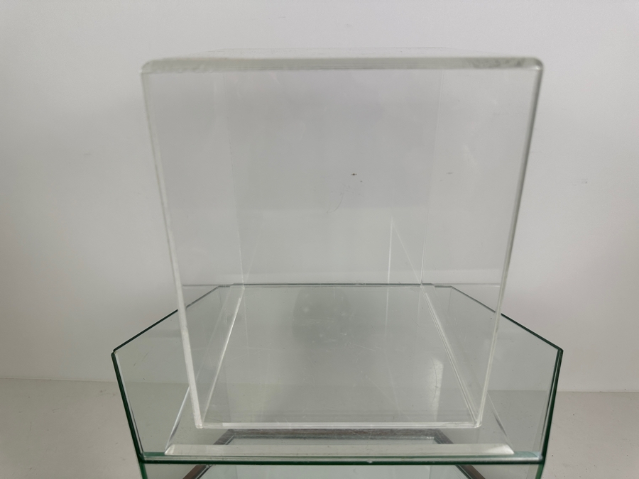 Pair Of Countertop Display Cases: Glass Display Case With Mirror Bottom 14'W & Acrylic Display Case 7.5'W [Photo 4]