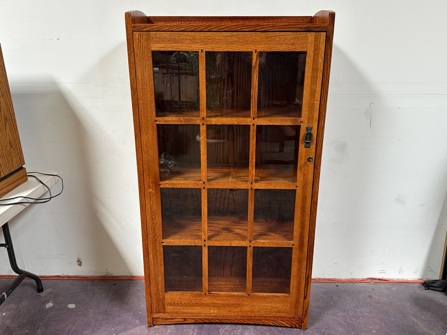 Restoration Hardware Locking Display Case Cabinet Bookcase 32.5W X 13D X 59.5H [Photo 3]