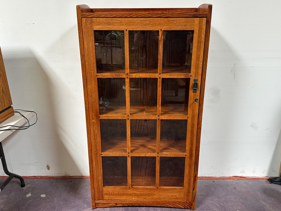 Restoration Hardware Locking Display Case Cabinet Bookcase 32.5W X 13D X 59.5H [Photo 2]