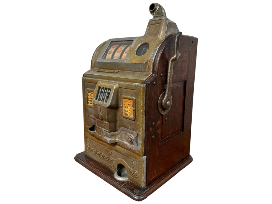 1925 Original Rare 5 Cent O. D. Jennings Rock-Ola Gooseneck Slot Machine Filled With Vintage Nickels Ready To Payout S/N 688010 Working 15W X 14D X 25H [Photo 2]