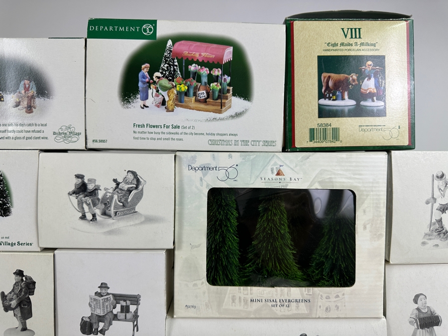 (25) Department 56 Hand Painted Porcelain Accessories People With Boxes - See Photos [Photo 12]