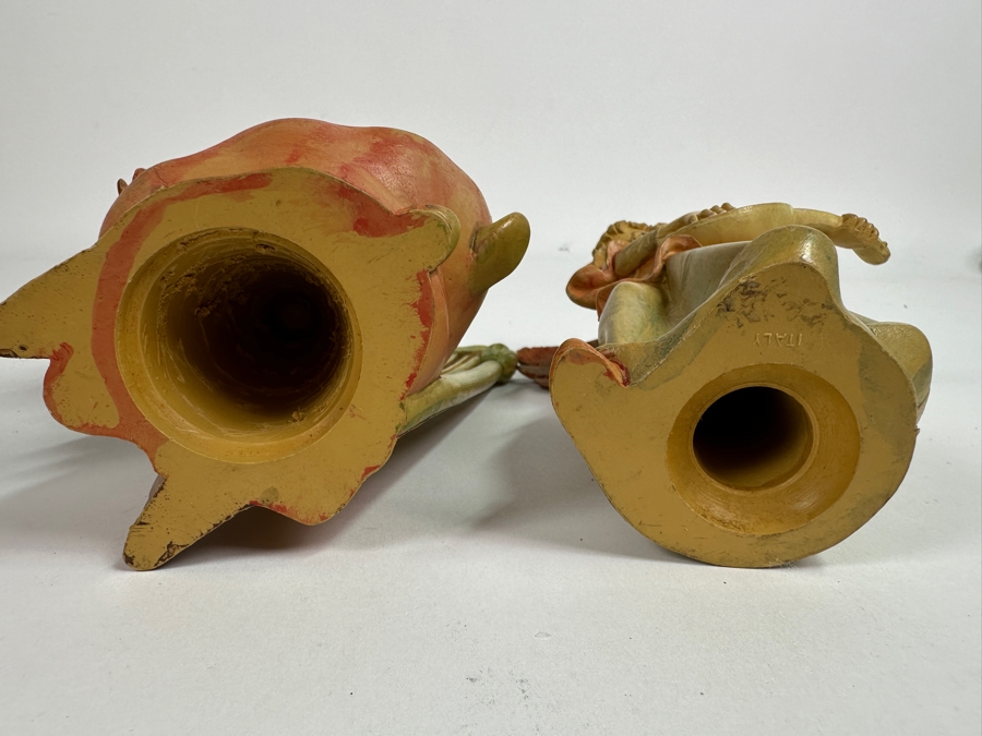 Set Of Five Hand Painted Polychrome Resin Italian Angels Figurines 4.5H To 7.5H [Photo 11]