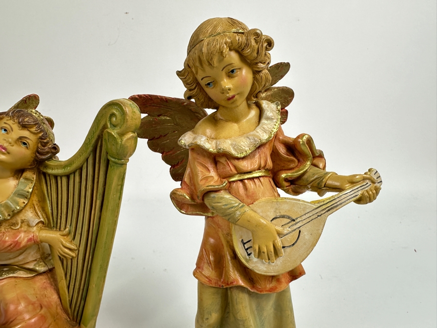 Set Of Five Hand Painted Polychrome Resin Italian Angels Figurines 4.5H To 7.5H [Photo 7]