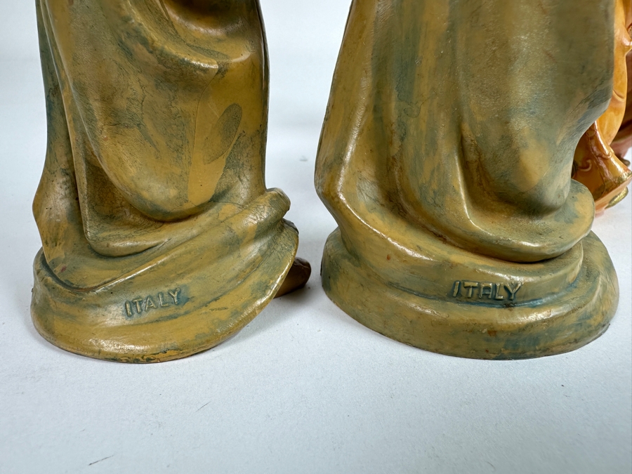 Set Of Five Hand Painted Polychrome Resin Italian Angels Figurines 4.5H To 7.5H [Photo 9]