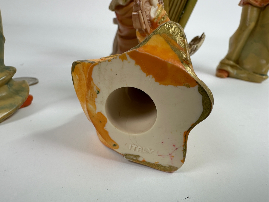 Set Of Five Hand Painted Polychrome Resin Italian Angels Figurines 4.5H To 7.5H [Photo 10]