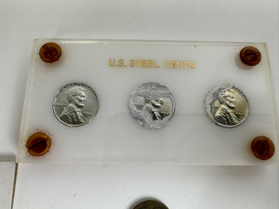 Collection Of Vintage United States Cents Pennies: 1857 Flying Eagle Penny, WWII Steel Cents, Misstamped Penny & 1902 Indian Head Penny [Photo 5]