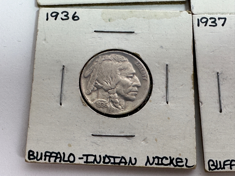 (4) Vintage 1935, 2 X 1936 & 1937 Buffalo Indian Nickels [Photo 9]