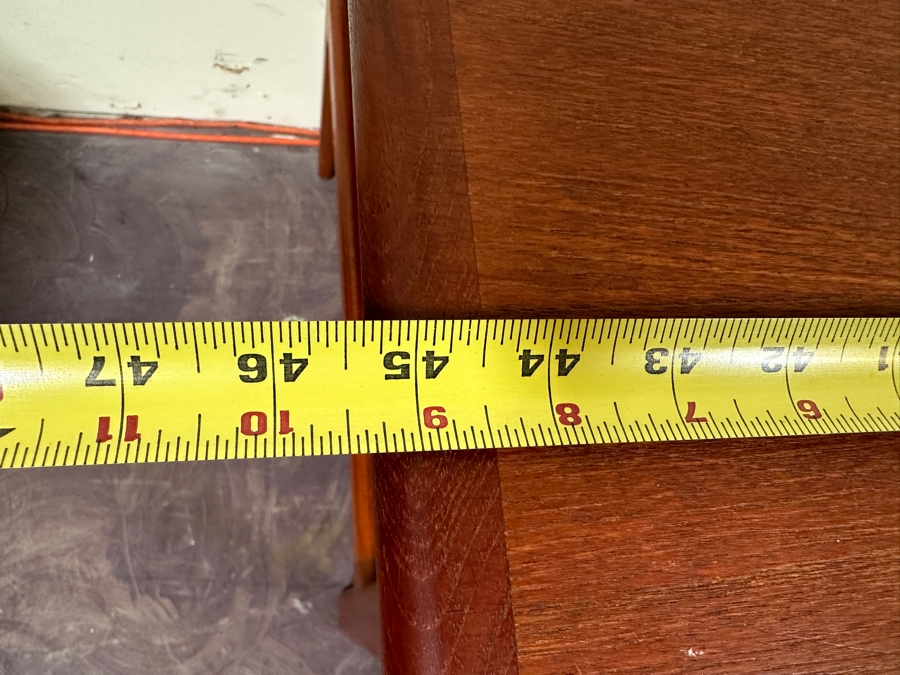 Vintage Mid-Century Danish Modern Teak Desk (Note That The Left Legs Have Hairline Cracks And Needs Repair - See Photos) 45W X 29.5D X 28H [Photo 14]