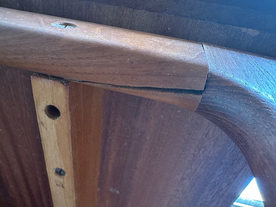 Vintage Mid-Century Danish Modern Teak Desk (Note That The Left Legs Have Hairline Cracks And Needs Repair - See Photos) 45W X 29.5D X 28H [Photo 9]