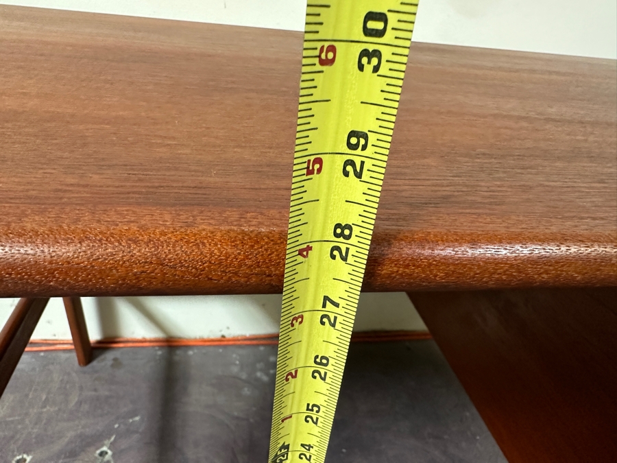 Vintage Mid-Century Danish Modern Teak Desk (Note That The Left Legs Have Hairline Cracks And Needs Repair - See Photos) 45W X 29.5D X 28H [Photo 16]