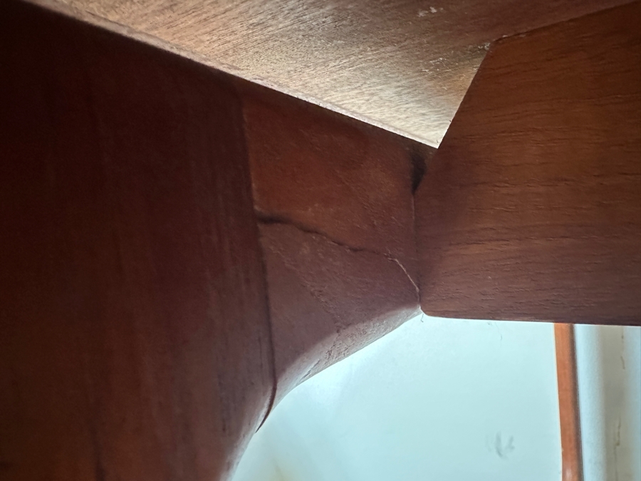 Vintage Mid-Century Danish Modern Teak Desk (Note That The Left Legs Have Hairline Cracks And Needs Repair - See Photos) 45W X 29.5D X 28H [Photo 13]