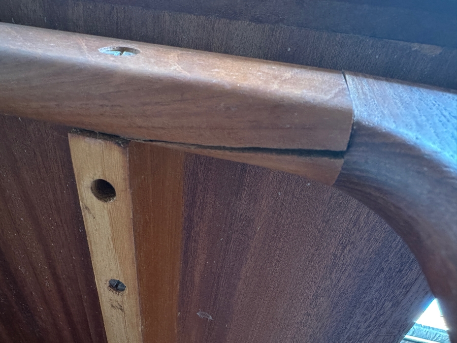 Vintage Mid-Century Danish Modern Teak Desk (Note That The Left Legs Have Hairline Cracks And Needs Repair - See Photos) 45W X 29.5D X 28H [Photo 10]