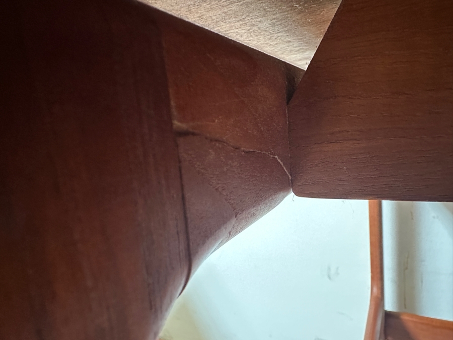 Vintage Mid-Century Danish Modern Teak Desk (Note That The Left Legs Have Hairline Cracks And Needs Repair - See Photos) 45W X 29.5D X 28H [Photo 8]