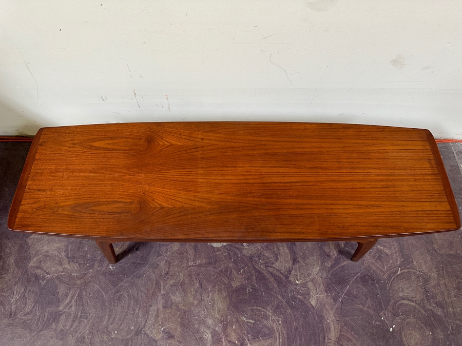 1960s Mid-Century Louis van Teeffelen Danish Modern Teak 2-Level Coffee Table With Woven Rope Lower Level 59W X 19D X 17H [Photo 5]