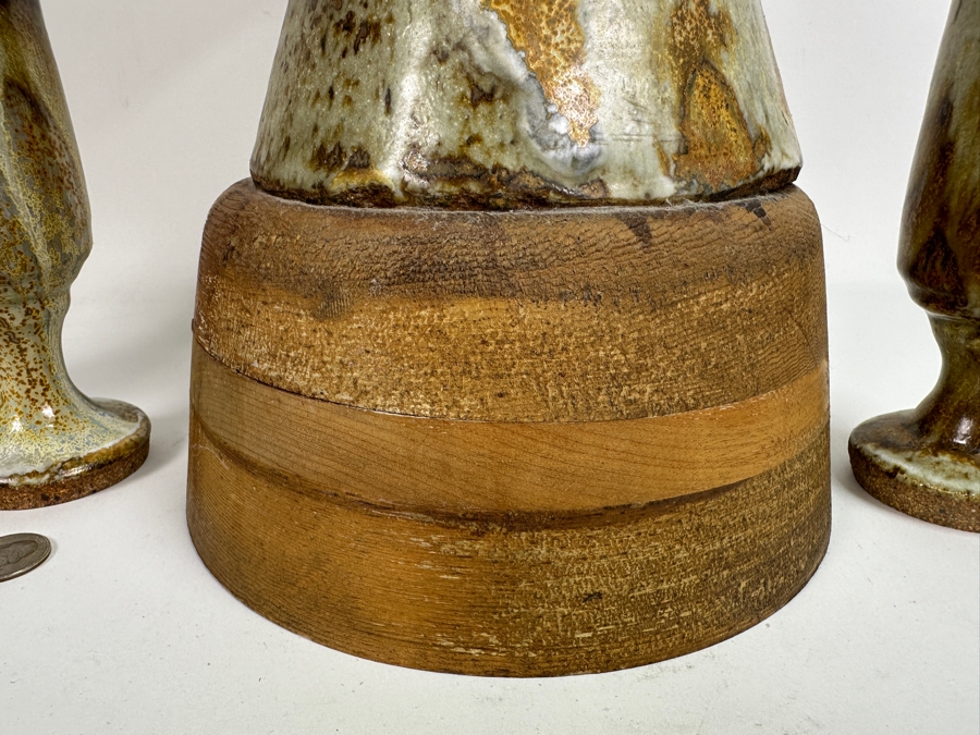 Large Signed Mid-Century Modern Art Pottery Wine Dispenser 28'H X 11'W With Three Matching Stemware Cups 6.5'H [Photo 20]