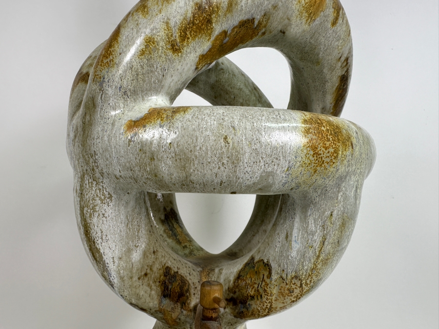 Large Signed Mid-Century Modern Art Pottery Wine Dispenser 28'H X 11'W With Three Matching Stemware Cups 6.5'H [Photo 9]