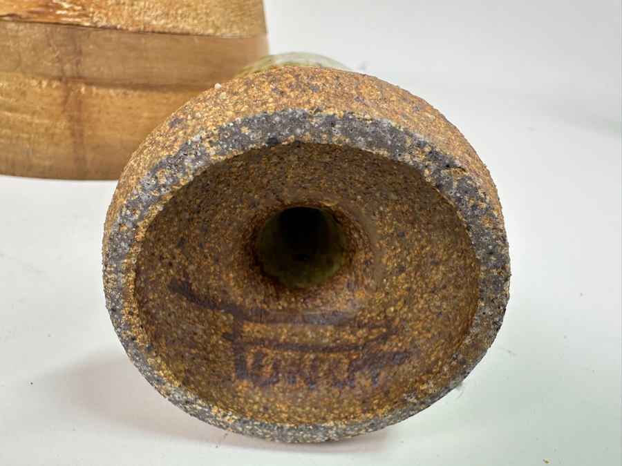 Large Signed Mid-Century Modern Art Pottery Wine Dispenser 28'H X 11'W With Three Matching Stemware Cups 6.5'H [Photo 14]