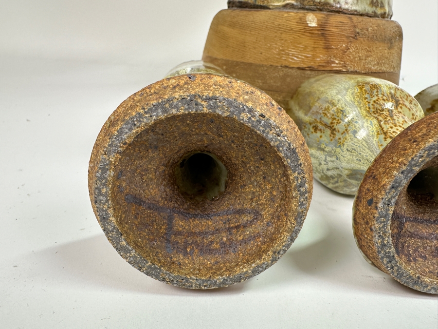 Large Signed Mid-Century Modern Art Pottery Wine Dispenser 28'H X 11'W With Three Matching Stemware Cups 6.5'H [Photo 16]