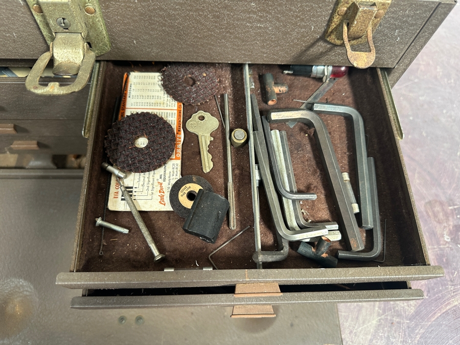 Vintage Kennedy Kits Metal Toolbox Style No. 520 With Various Tools Including Files And Drill Bits 20W X 8D X 13H [Photo 9]