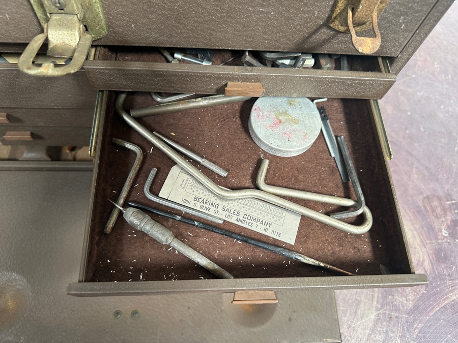 Vintage Kennedy Kits Metal Toolbox Style No. 520 With Various Tools Including Files And Drill Bits 20W X 8D X 13H [Photo 10]